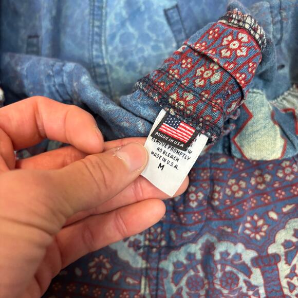 Dr. Collectors P23 Ajrakh Burgundy Indigo Print D Pants Men's Medium - Picture 6 of 11